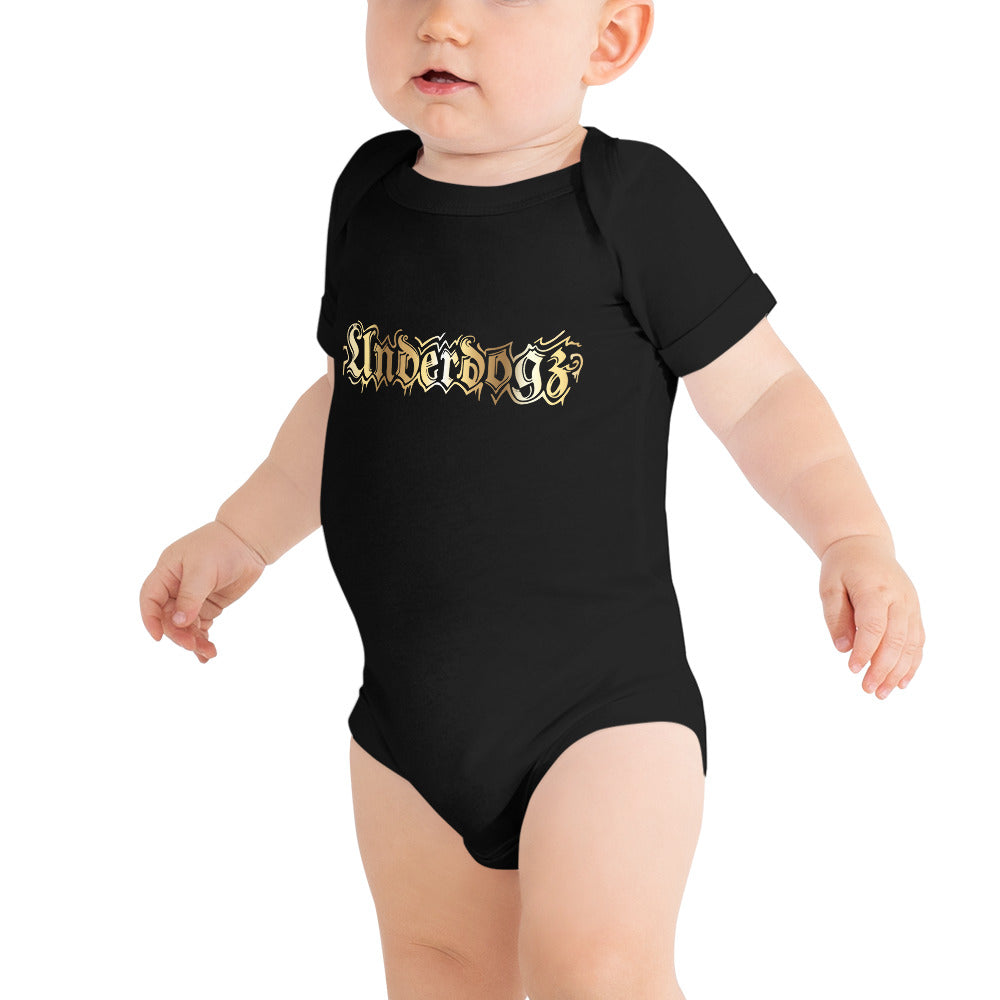 Kurzärmliger Baby-Einteiler Logo Gold