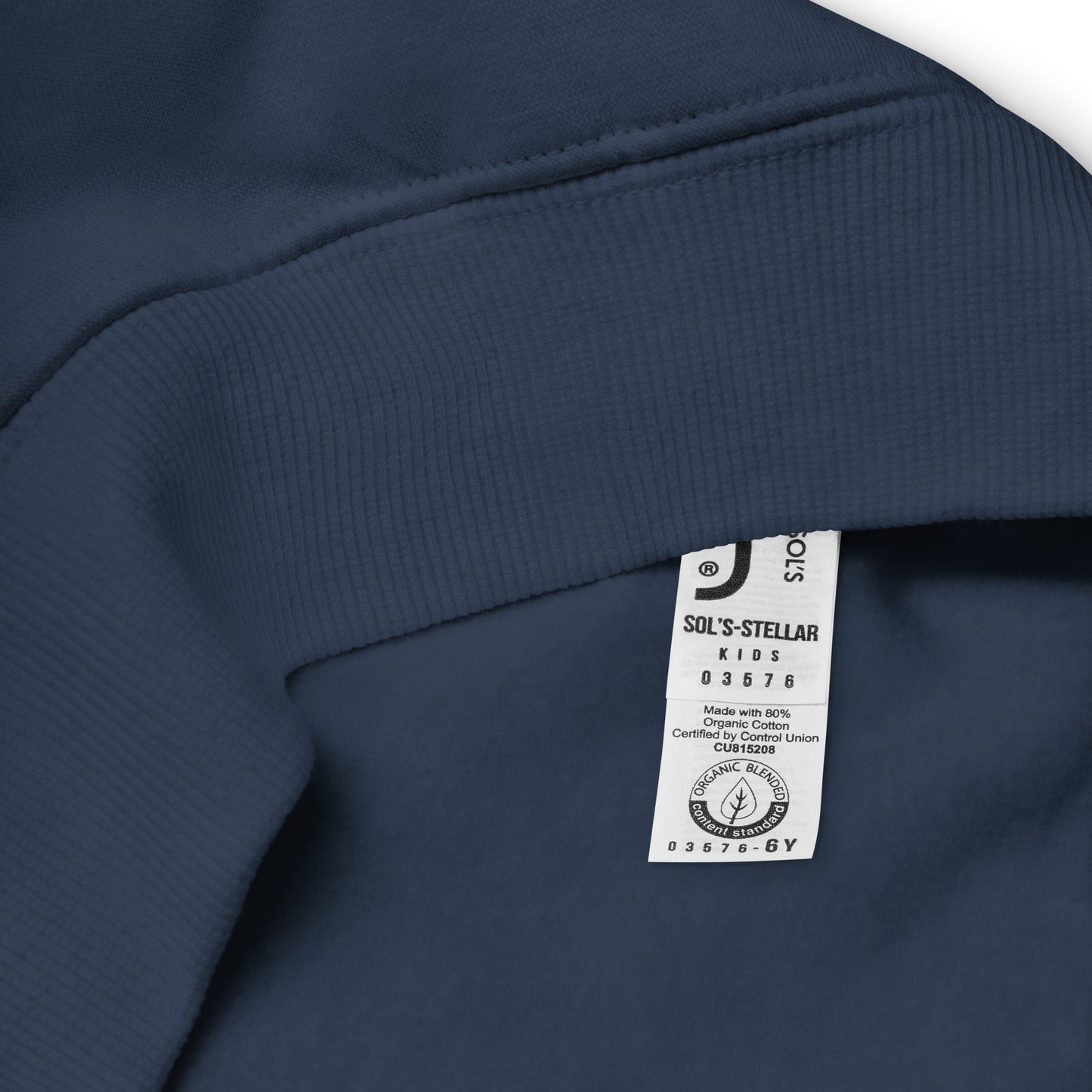 Öko-Kapuzenpullover für Kinder Navy Logo Weiß