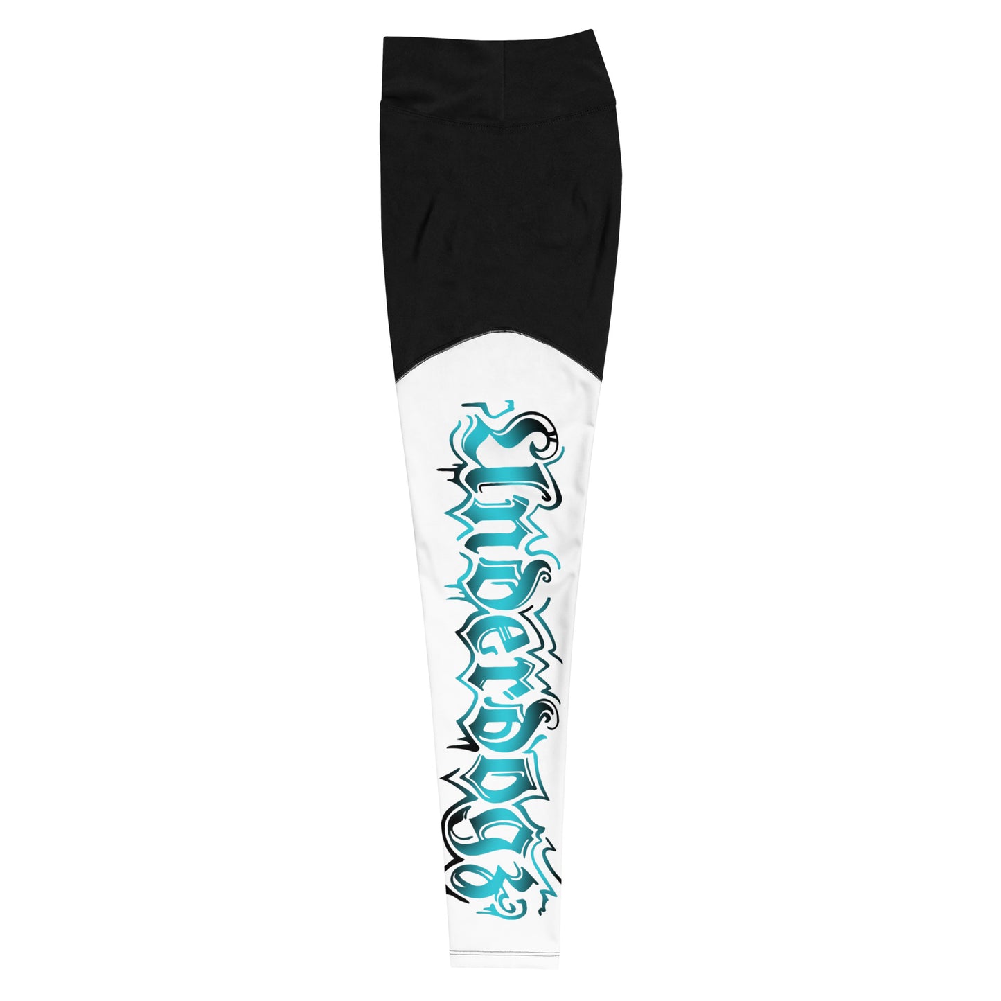 Sport-Leggings mit Handytasche- Logo Türkis