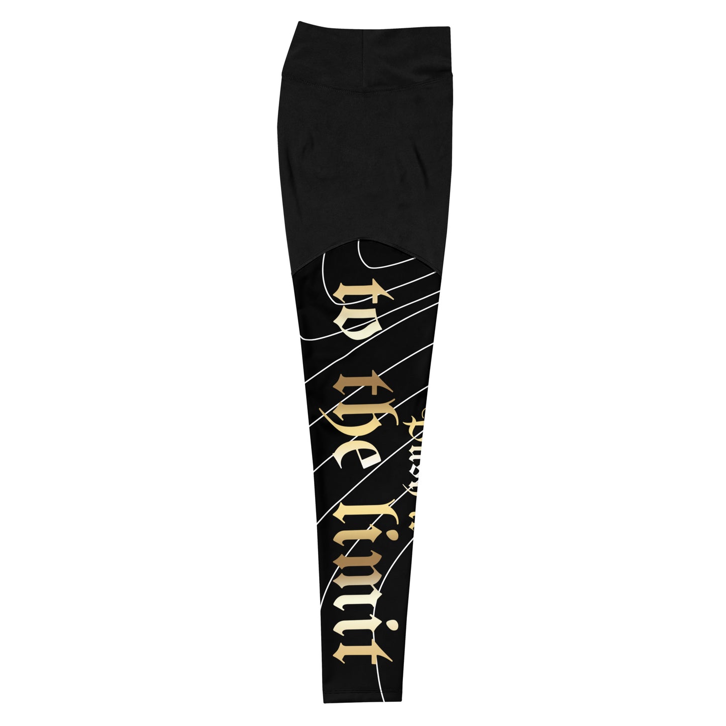 Sport-Leggings ,Push it to the limit‘ Gold/Stripes mit Handytasche