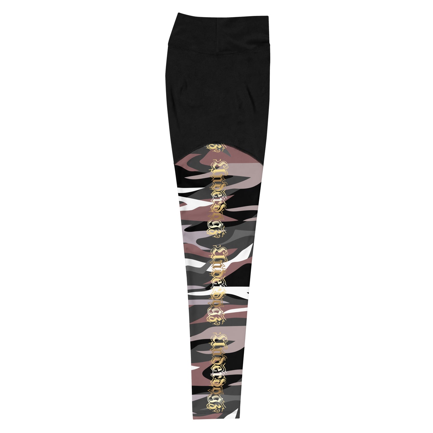 Sport-Leggings Camo Braun Gold mit Handytasche