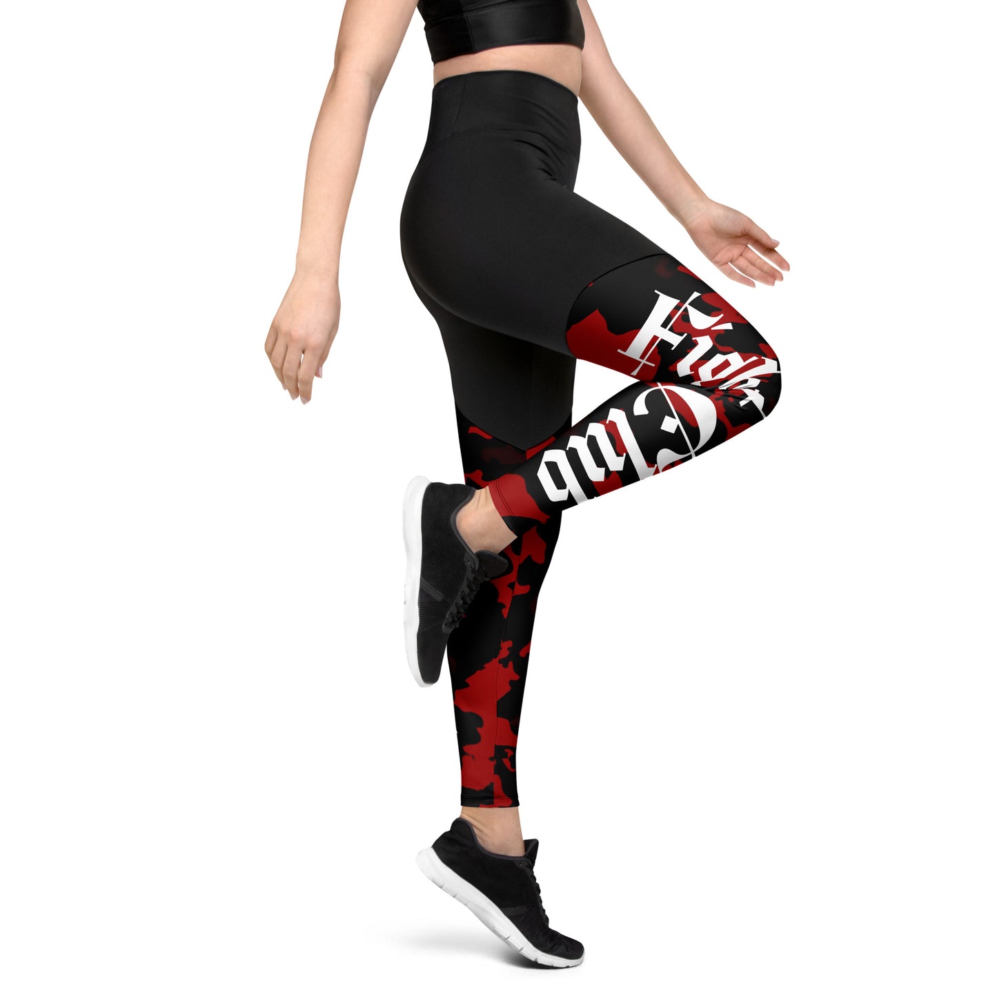 Sport-Leggings ,Fight Club‘ schwarz-rot mit Handytasche