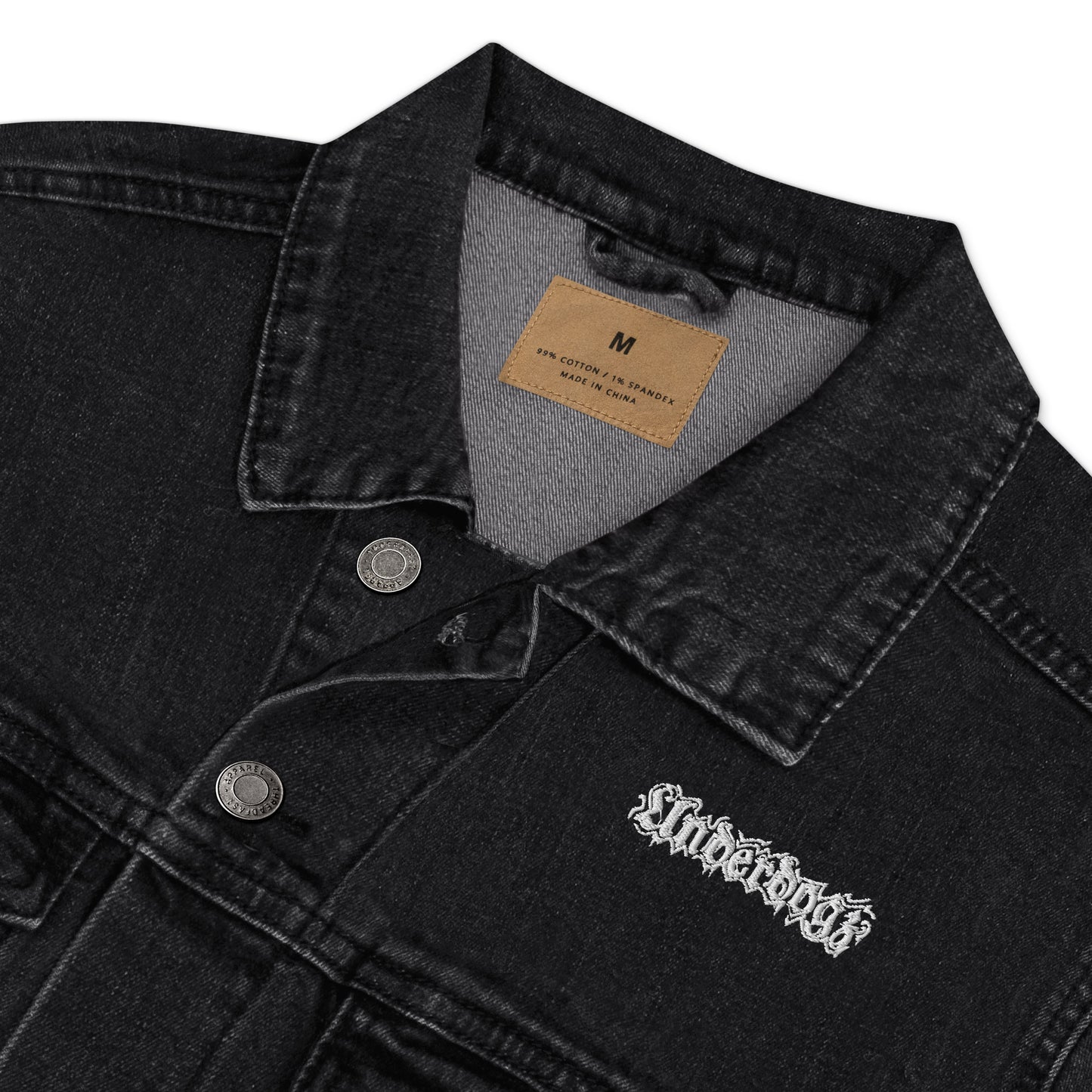 Unisex Jeansjacke in schwarz mit Logostickerei