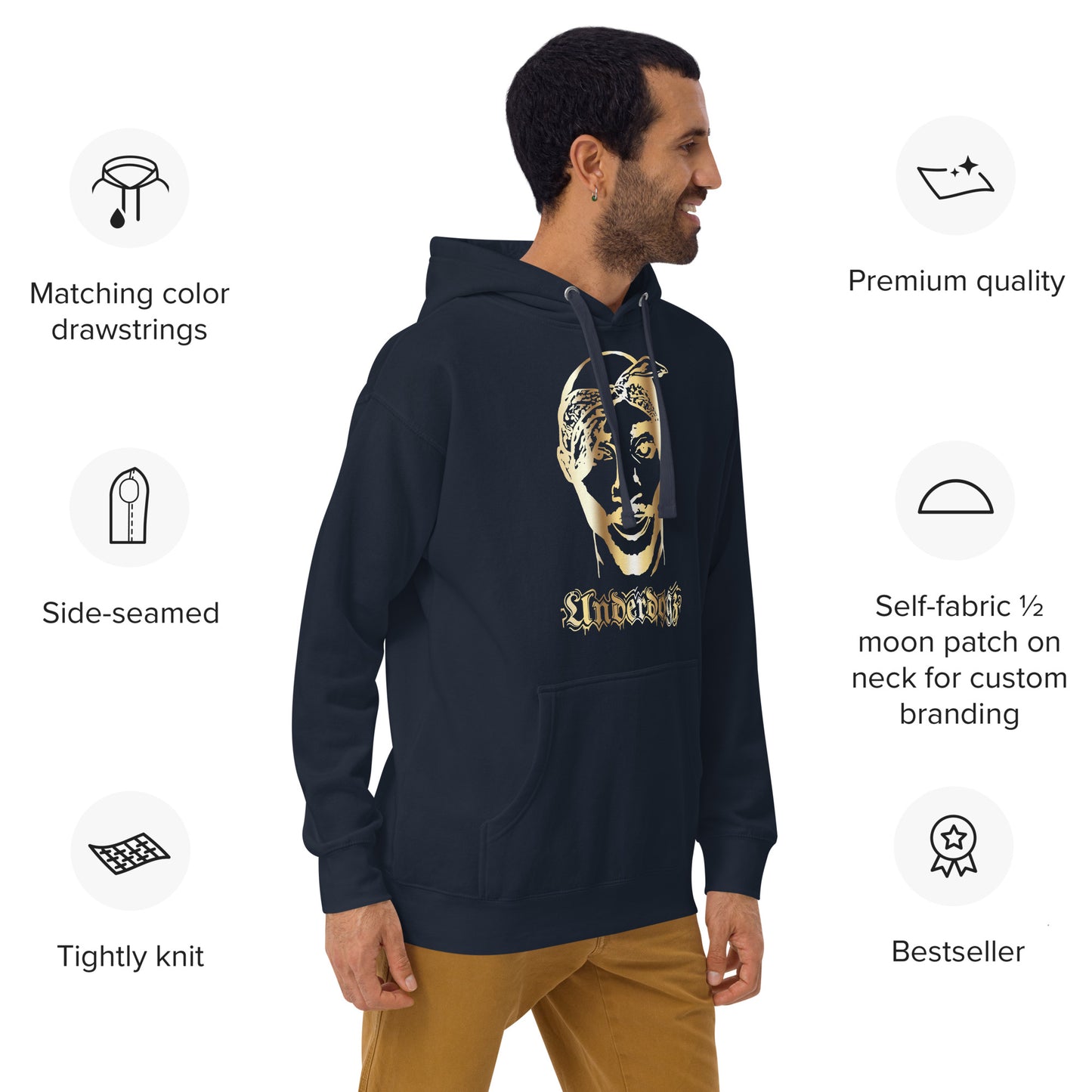 Unisex-Kapuzenpullover „2Pac“ Gold- Ain‘t got time- 4 Farben