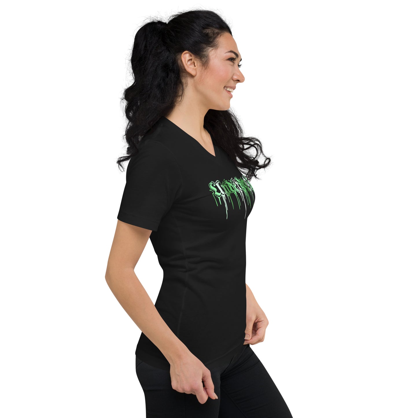 T-Shirt mit V-Ausschnitt Giftgrün Drip Edition