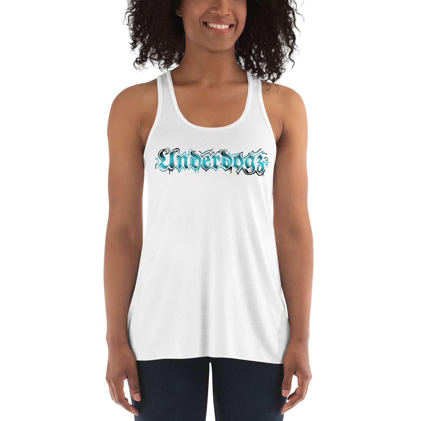 Flowy-Racerback-Tank-Top für Damen Türkis Underdogz ft. Bella+Canvas