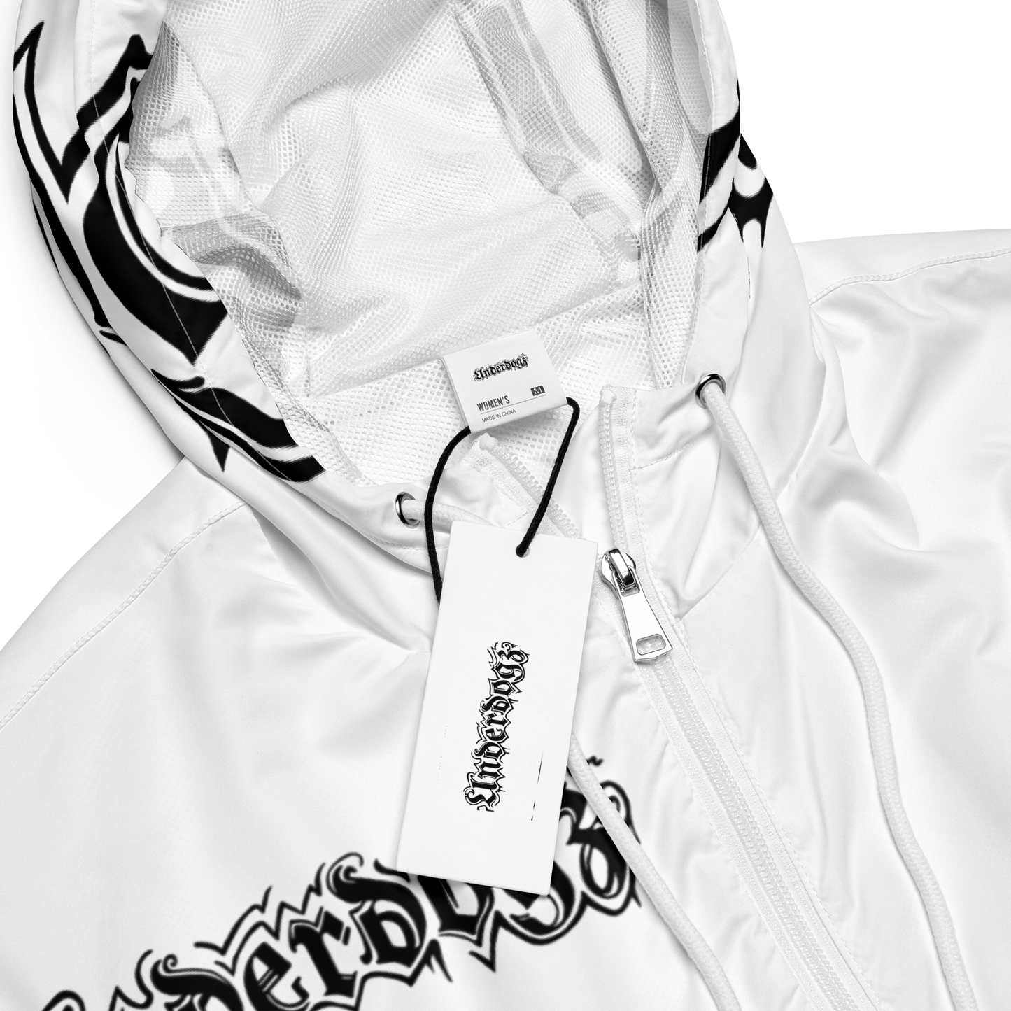 Damen-Windbreaker Cropped Logo schwarz-weiß