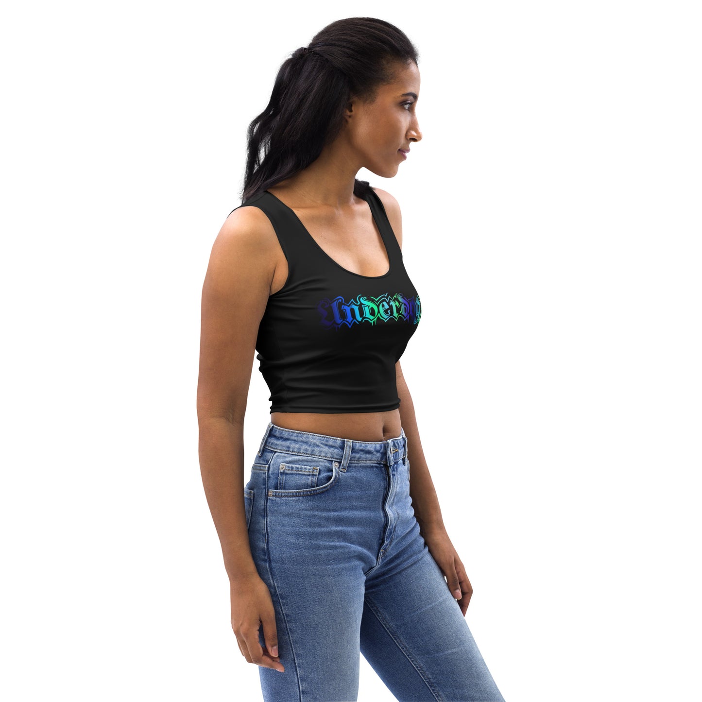 Crop-Top Logo Grün-Blau