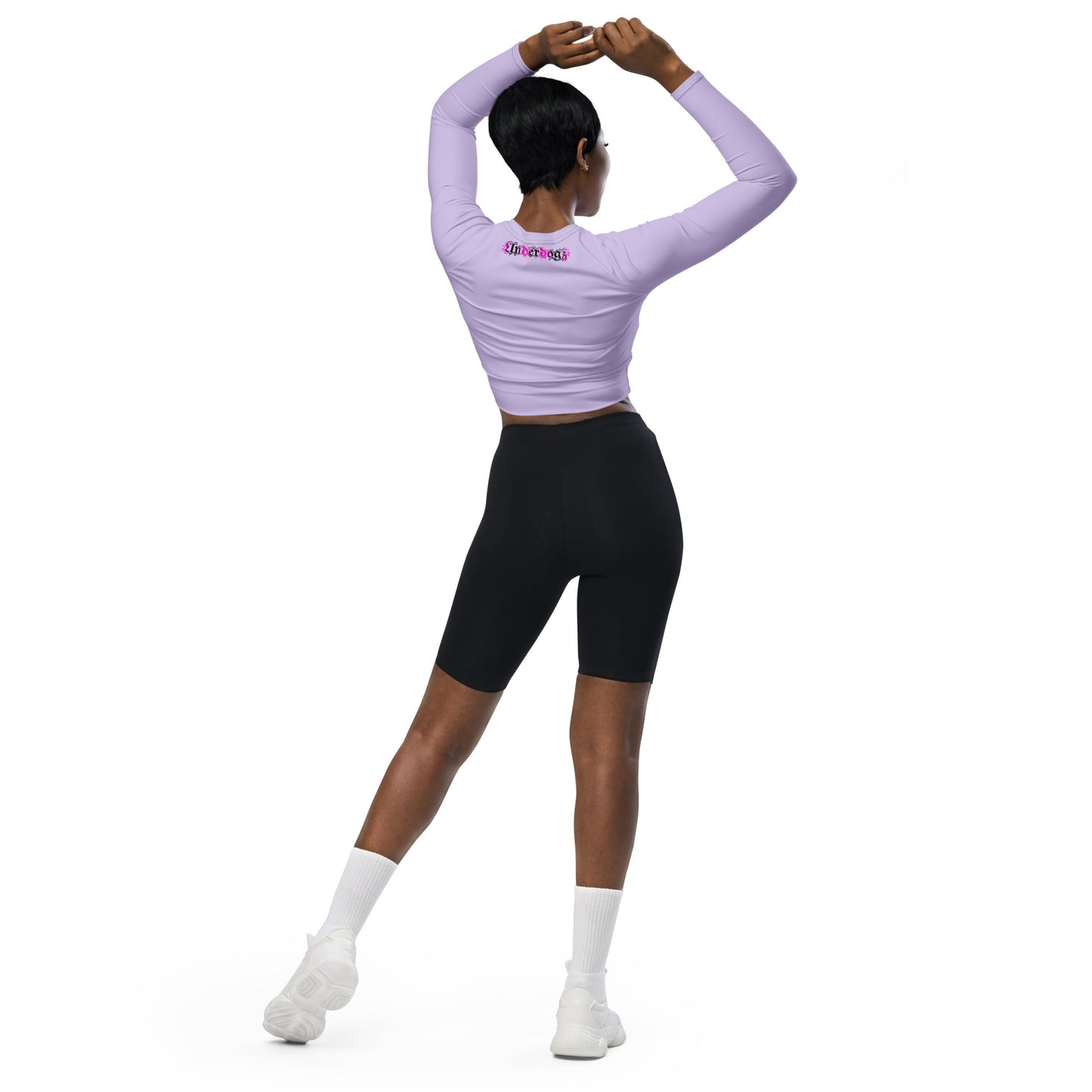 Langarm Crop Top lila Logo Pink