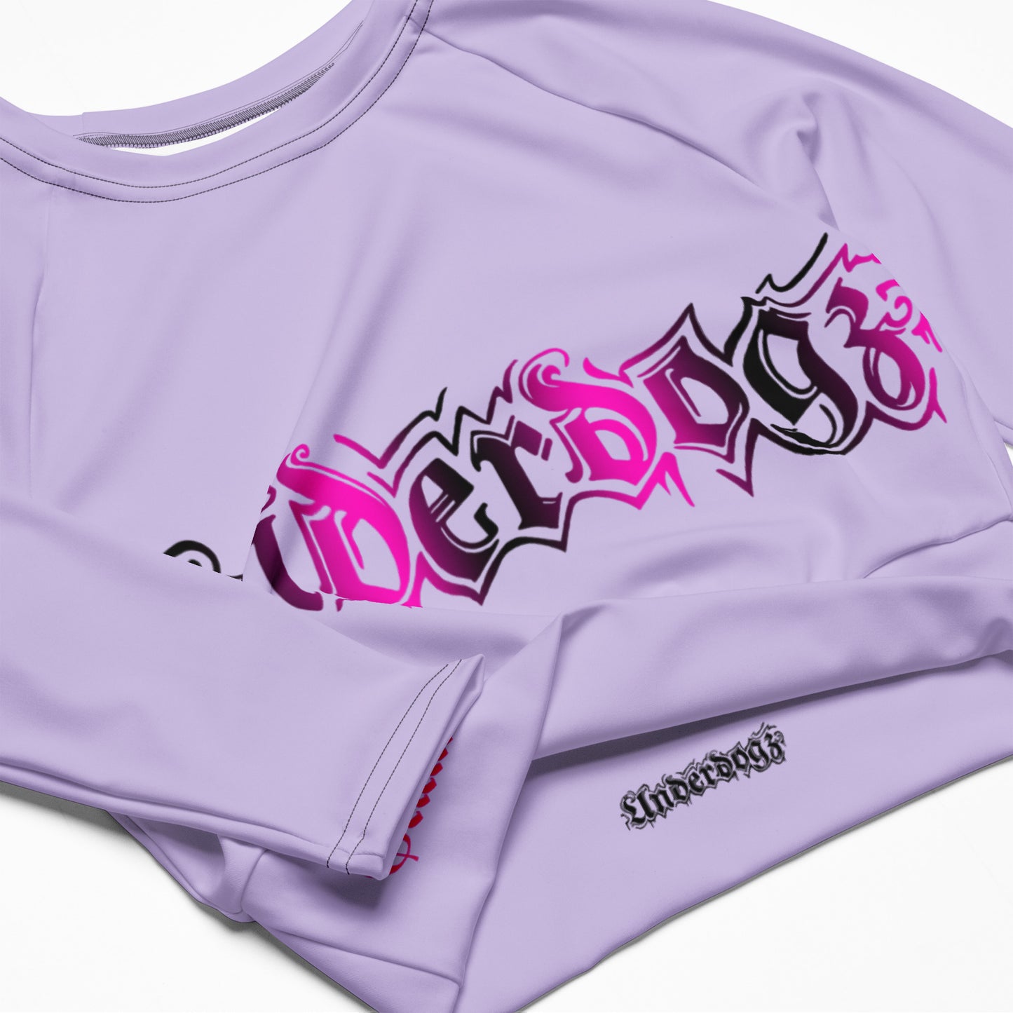 Langarm Crop Top lila Logo Pink