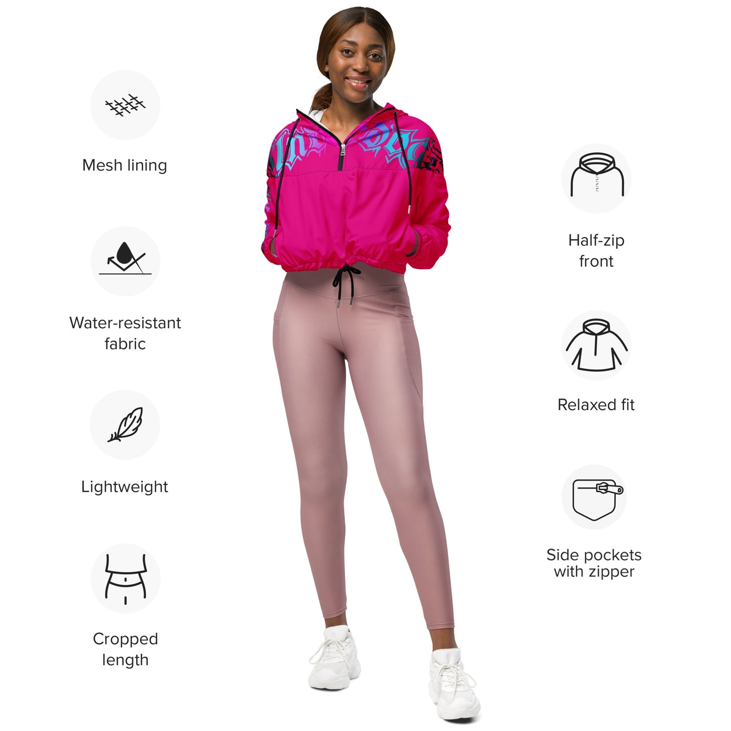 Damen-Windbreaker Cropped Pink Logo