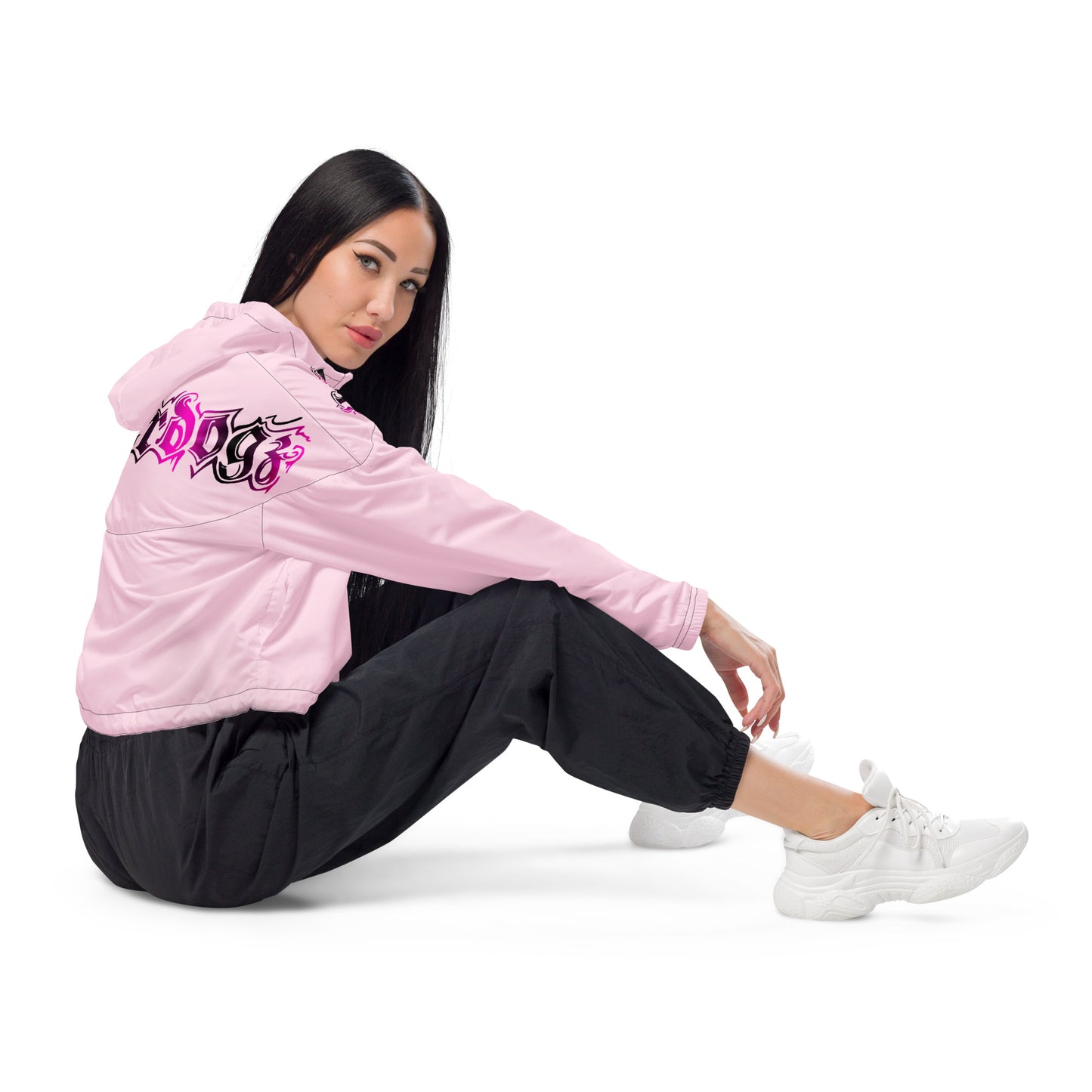 Damen-Windbreaker Cropped Rosa-Pink