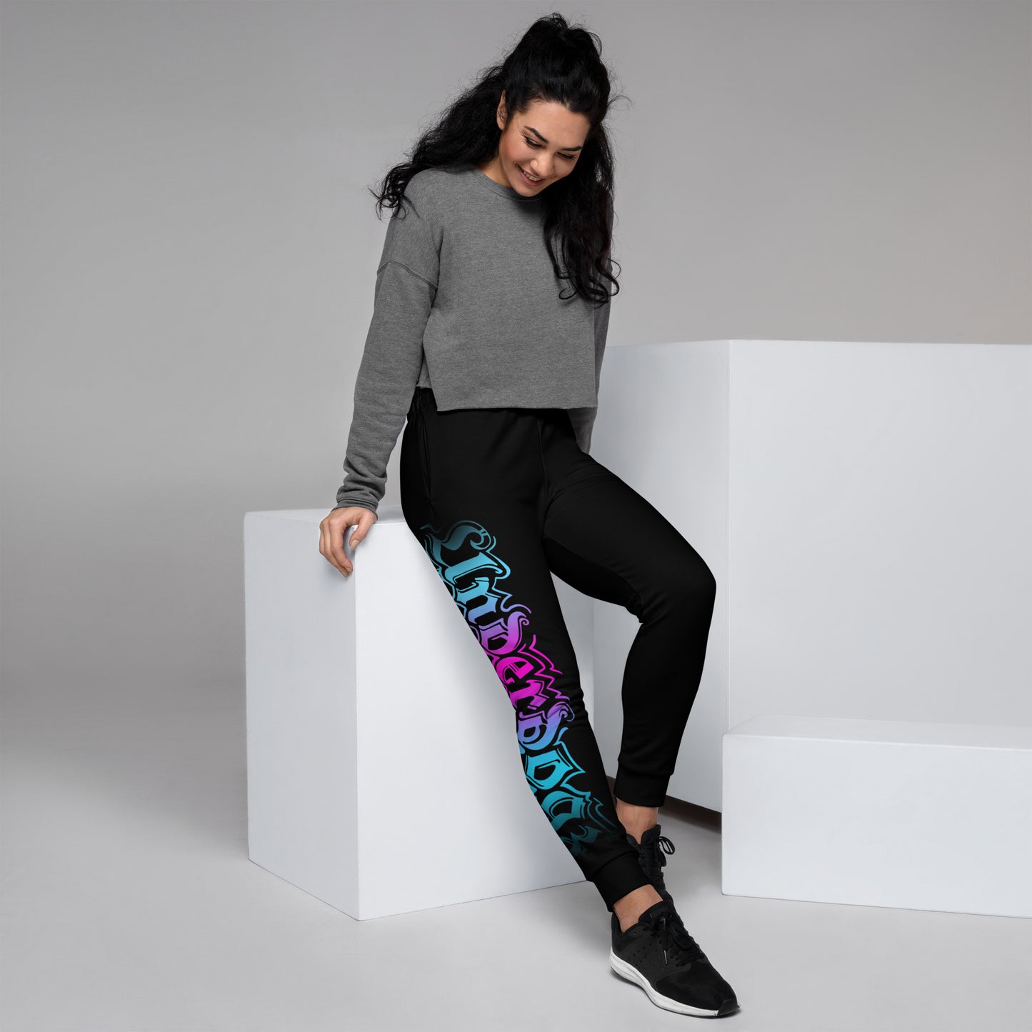 Damen-Jogginghose Logo Blau Pink