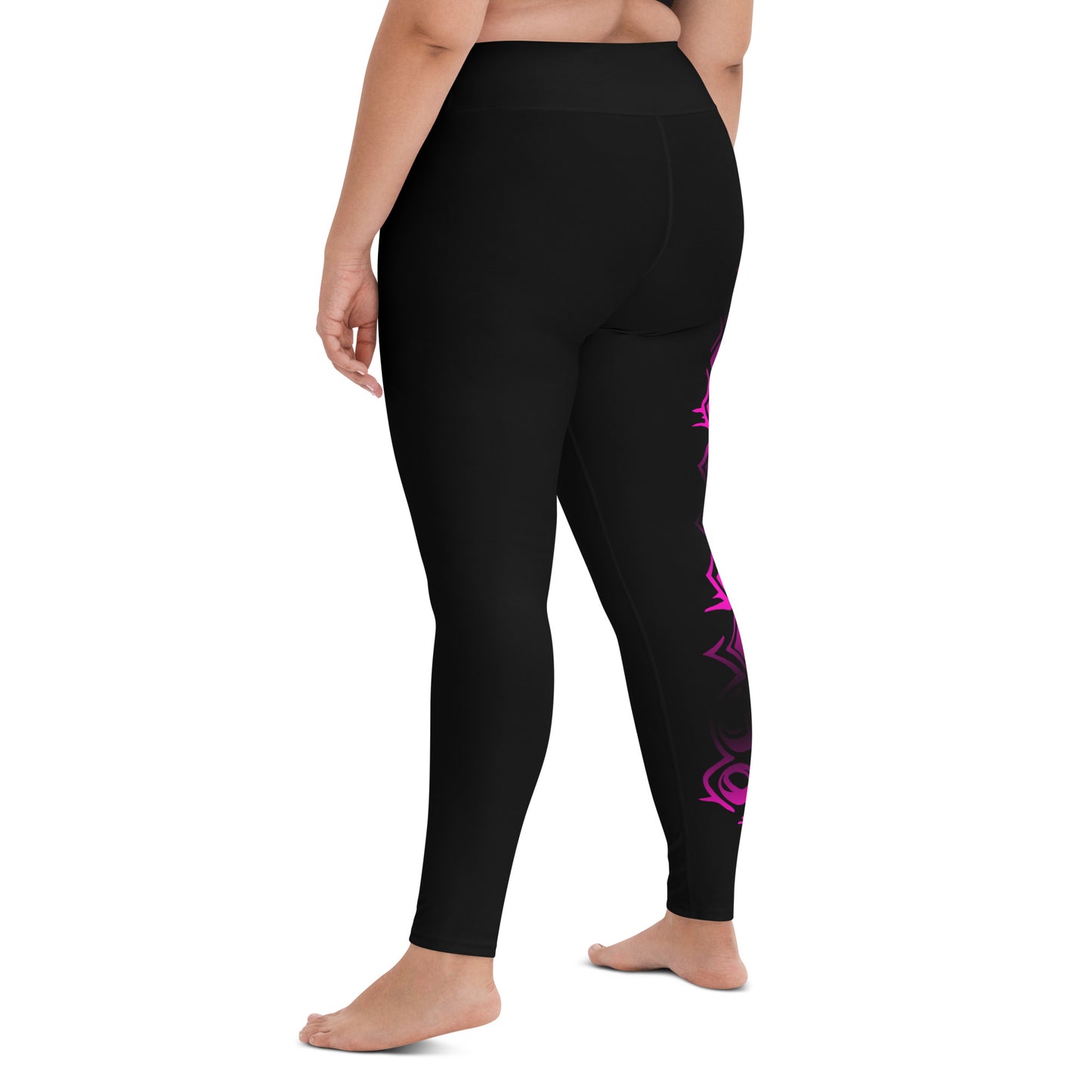 Yoga-Leggings ‚SML‘ Logo Schwarz-Pink