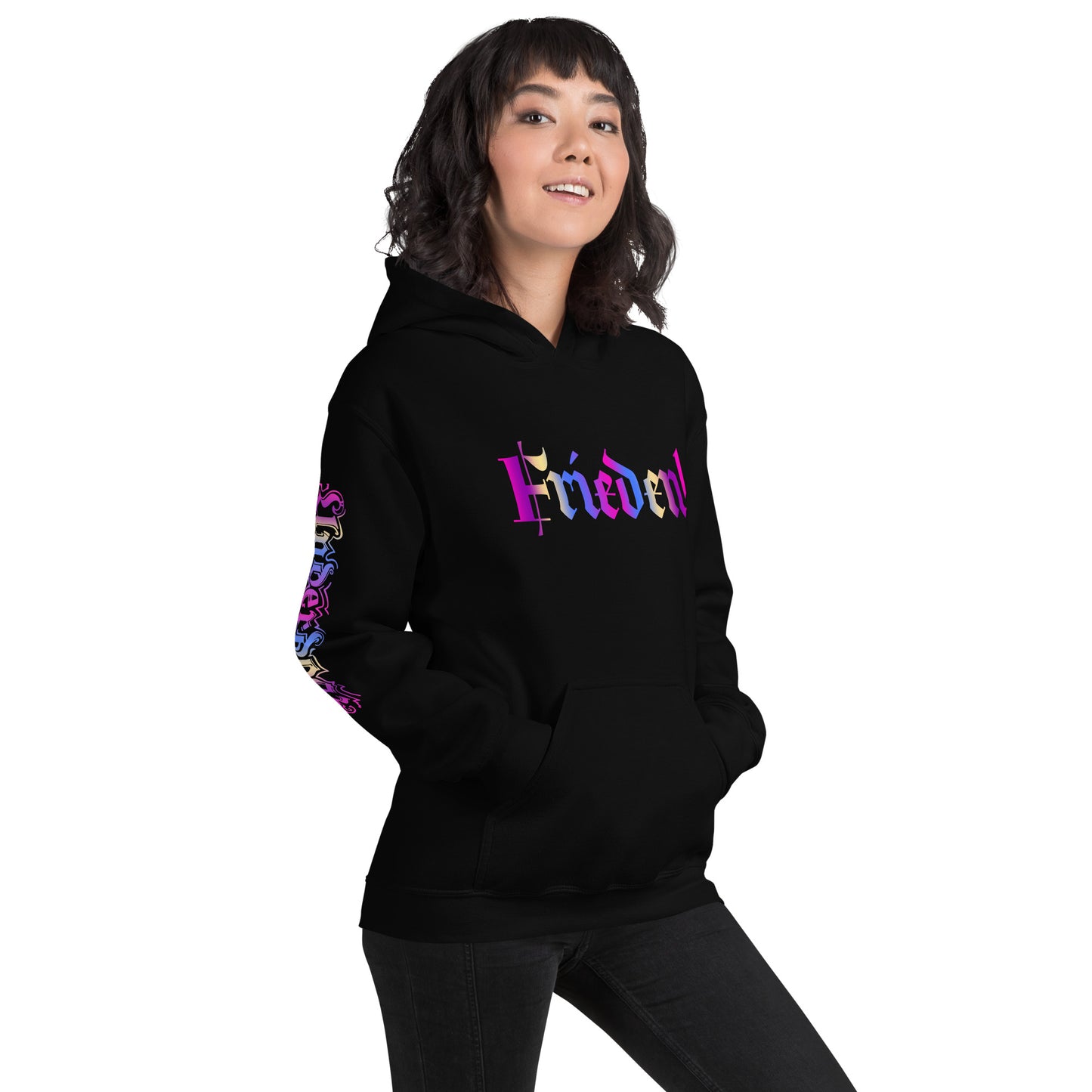 Unisex-Kapuzenpullover Frieden! Bunt