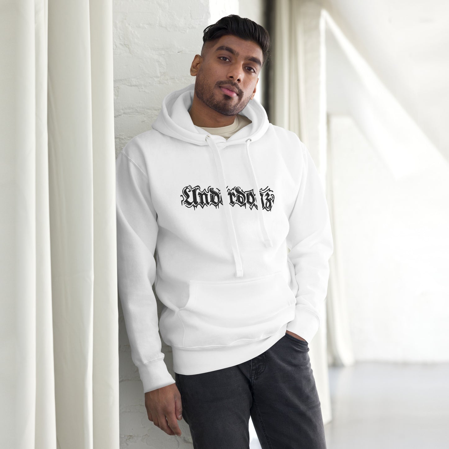 Unisex-Kapuzenpullover Logostick- weiß oder grau