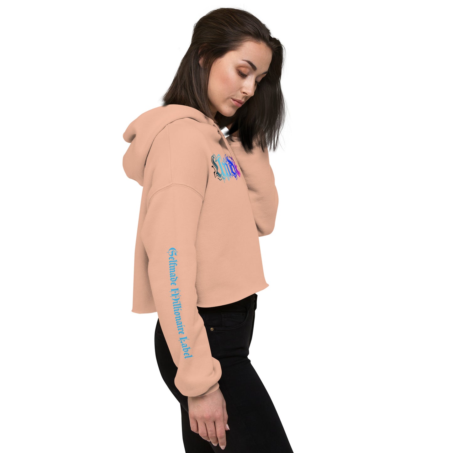 Crop-Hoodie Logo Blau/Pink ‚SML‘