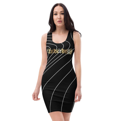 Enganliegendes Kleid Gold/Stripes