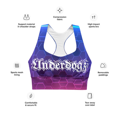 Longline-Sport-BH Light Stripes blau-lila