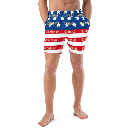 Herren-Badehose mit Innentasche ,Stars & Stripes‘ Gold