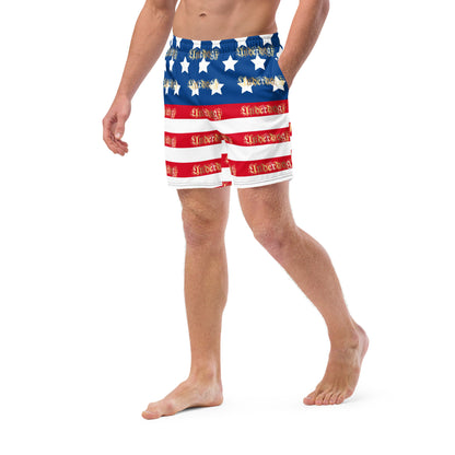 Herren-Badehose mit Innentasche ,Stars & Stripes‘ Gold