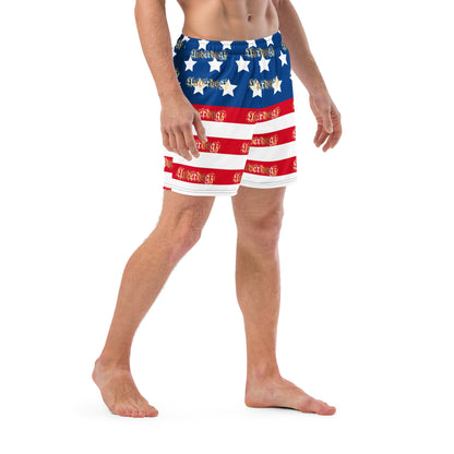 Herren-Badehose mit Innentasche ,Stars & Stripes‘ Gold