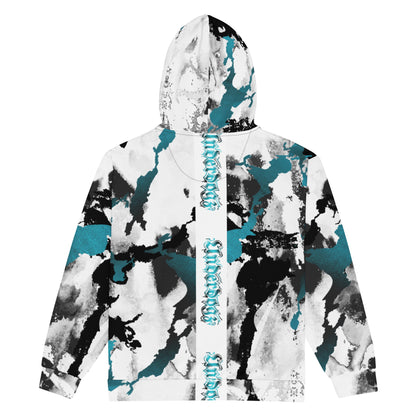 Unisex Sweatjacke Türkis Marmor-Look