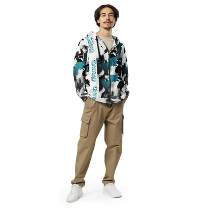 Unisex Sweatjacke Türkis Marmor-Look