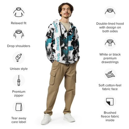Unisex Sweatjacke Türkis Marmor-Look