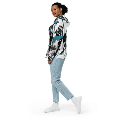Unisex Sweatjacke Türkis Marmor-Look