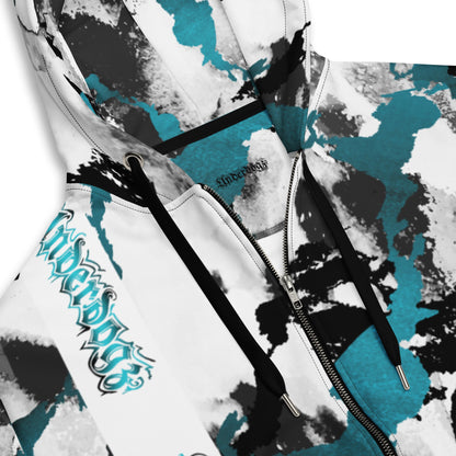 Unisex Sweatjacke Türkis Marmor-Look