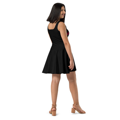 Skater-Kleid schwarz mit pinkem Logoprint