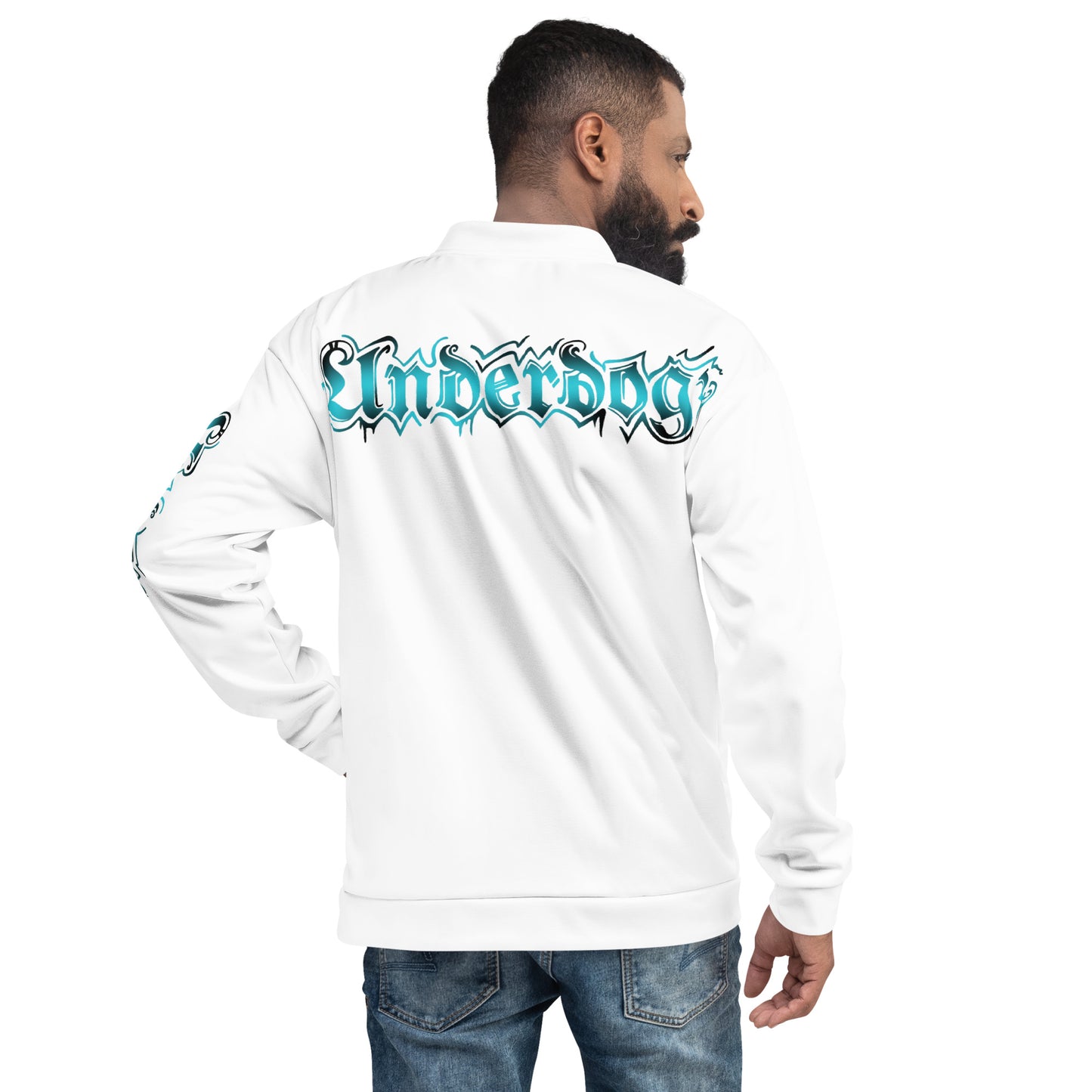 Trainingsjacke weiß- Logo Türkis