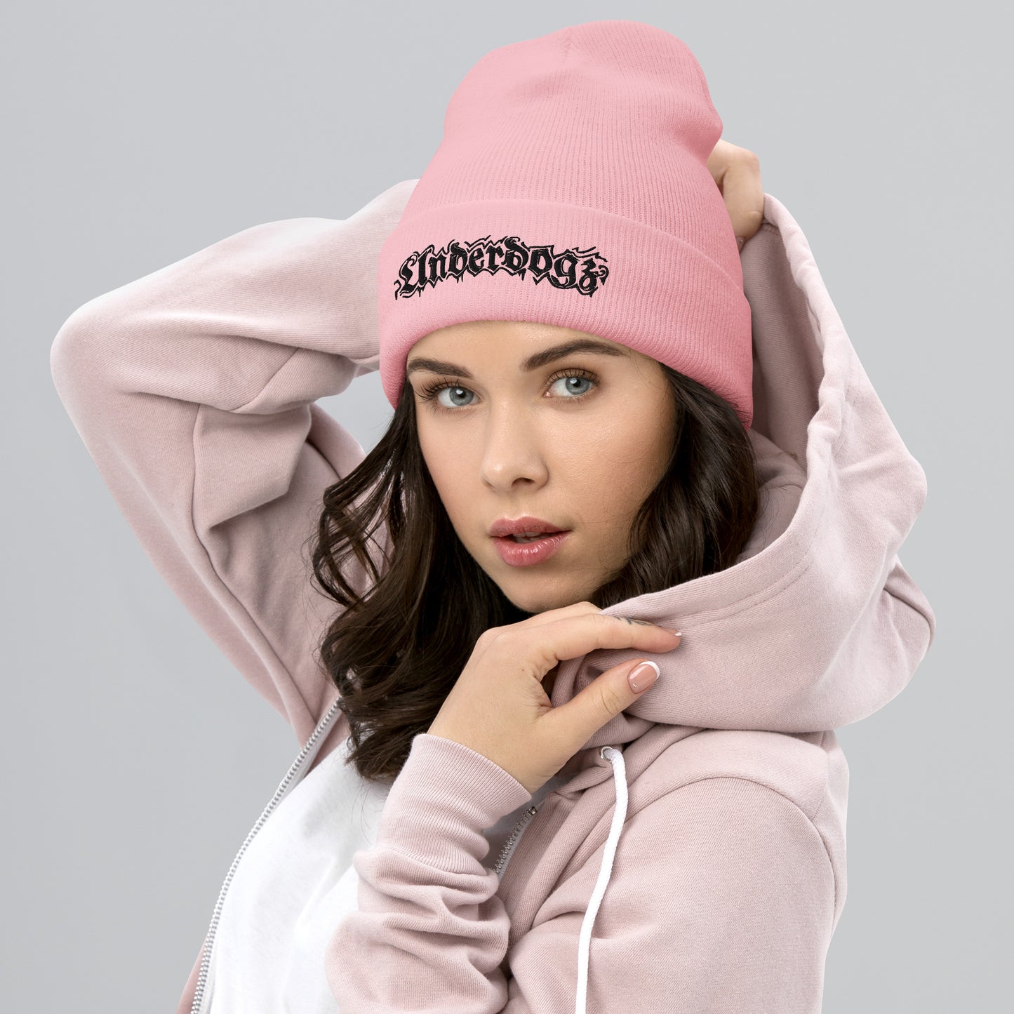 Umgeschlagene Beanie Rosa