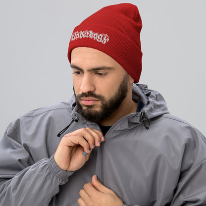 Umgeschlagene Beanie Rot