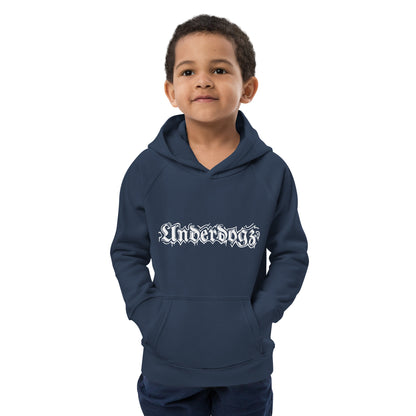 Öko-Kapuzenpullover für Kinder Navy Logo Weiß