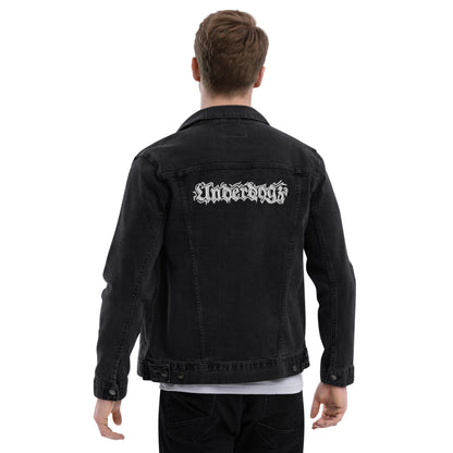 Unisex Jeansjacke in schwarz mit Logostickerei