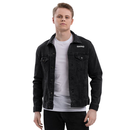 Unisex Jeansjacke in schwarz mit Logostickerei