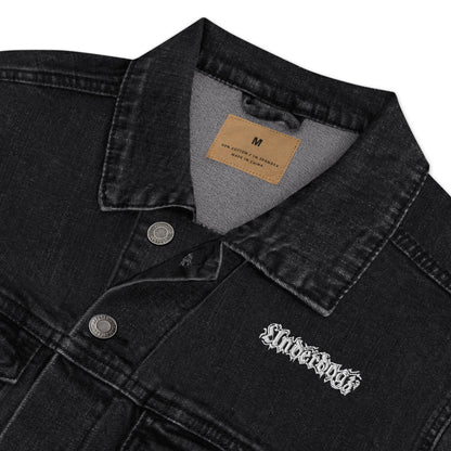 Unisex Jeansjacke in schwarz mit Logostickerei