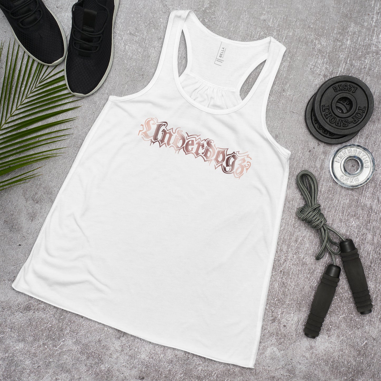 Flowy-Racerback-Tank-Top für Damen Roségold Underdogz ft. Bella+Canvas