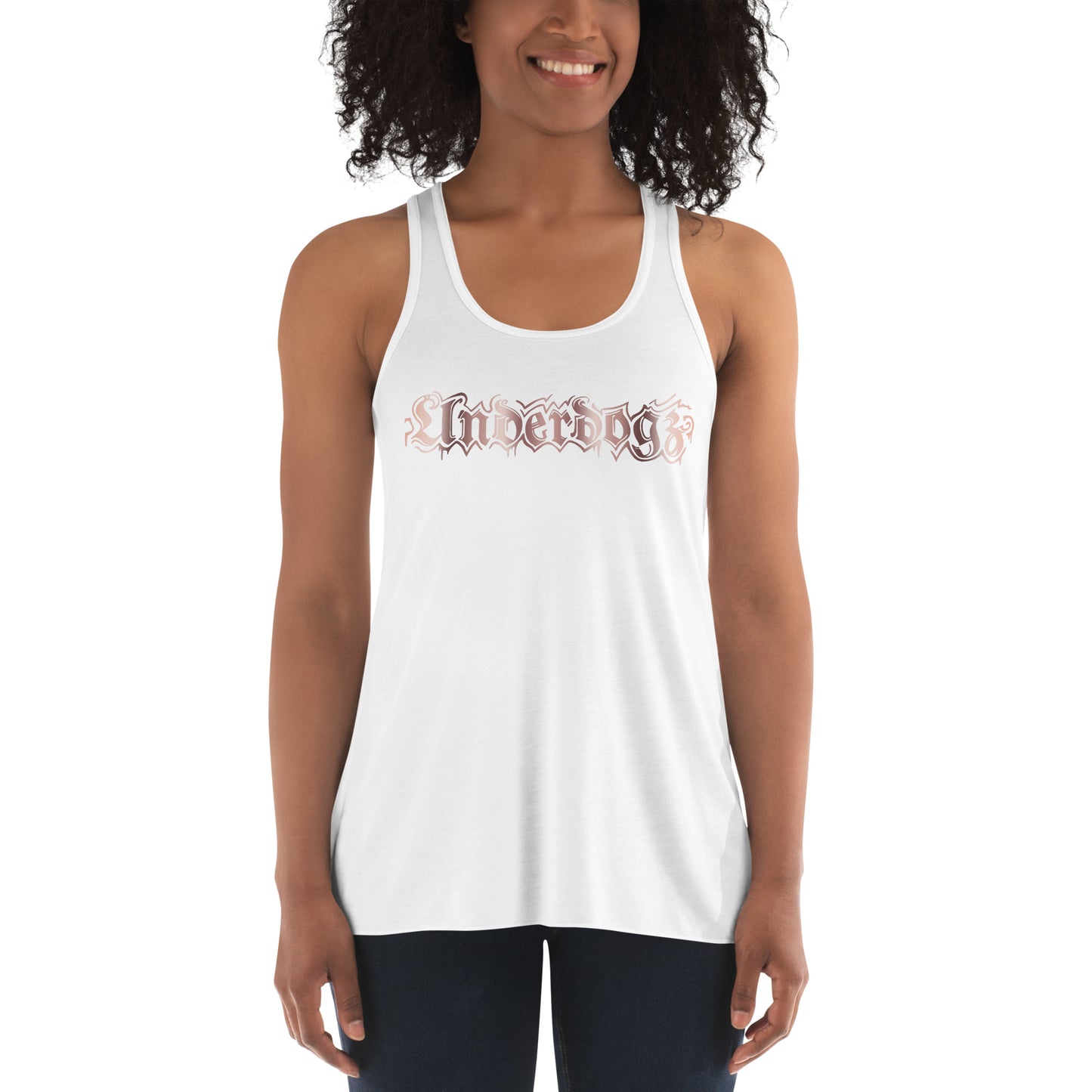 Flowy-Racerback-Tank-Top für Damen Roségold Underdogz ft. Bella+Canvas
