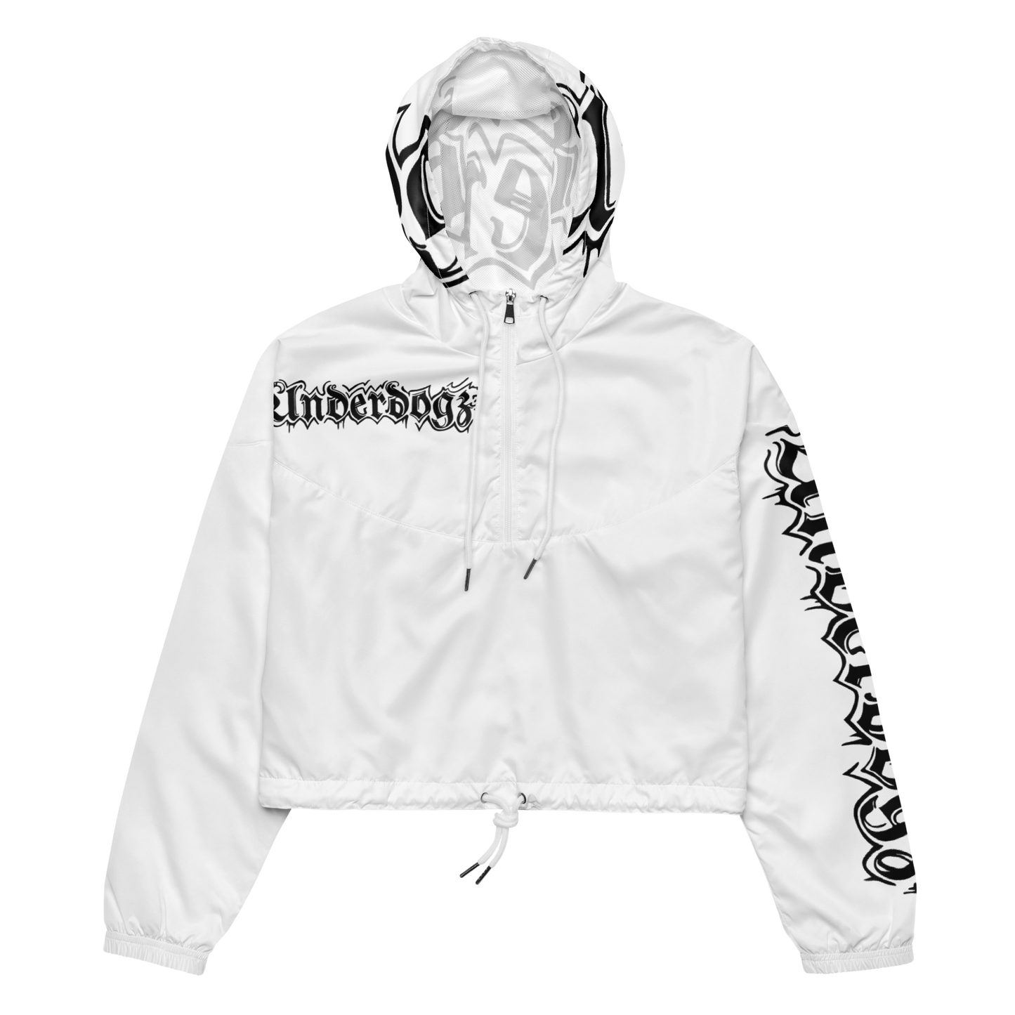 Damen-Windbreaker Cropped Logo schwarz-weiß