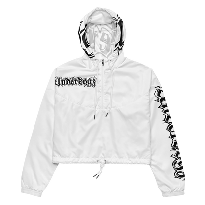 Damen-Windbreaker Cropped Logo schwarz-weiß