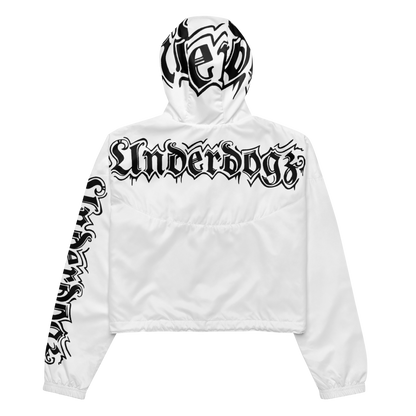 Damen-Windbreaker Cropped Logo schwarz-weiß