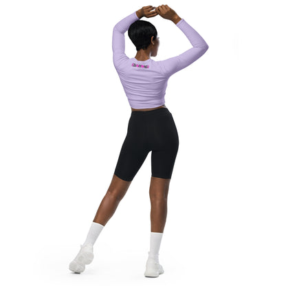 Langarm Crop Top lila Logo Pink