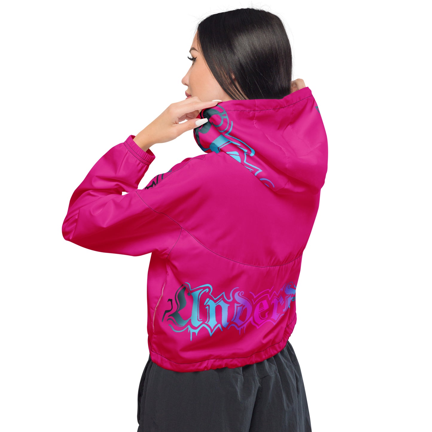Damen-Windbreaker Cropped Pink Logo