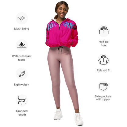 Damen-Windbreaker Cropped Pink Logo